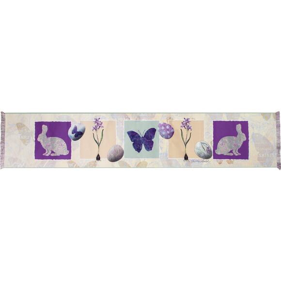 Easter Egg Butterfly Rejoice Table Runner Topper Bunny Rabbit Fringed Edge NEW - Picture 4 of 4
